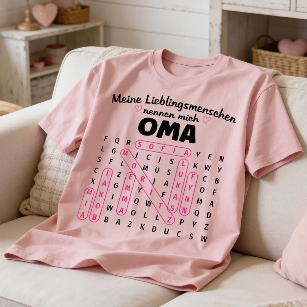 Meine Lieblingsmenschen Nennen Mich Oma Wortsuchrätsel – Personalisiertes Shirt – Geschenk Für Oma